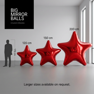 Stars Red - Set de esferas espejo Grandes – 3 Piezas