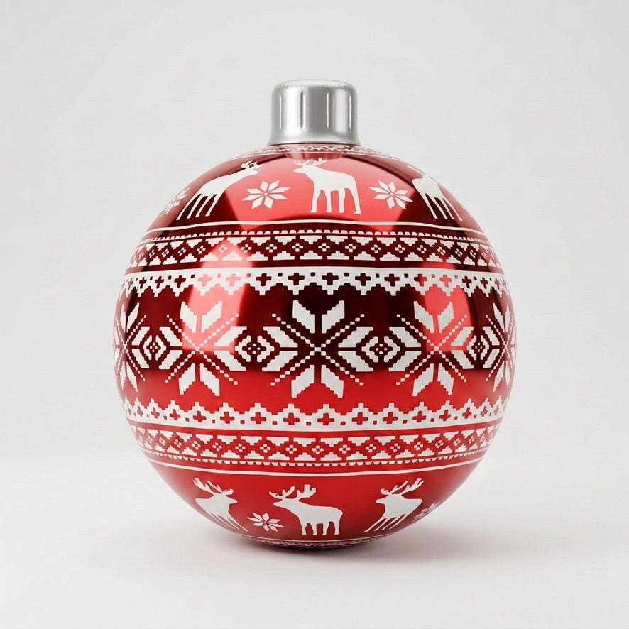 Rojo nórdico navideño - Esfera de espejo grande