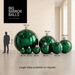 Christmas Green - Big Mirror Ball Set – 8 Pieces (40–180 cm)
