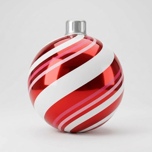 Christmas Red, Pink & White Stripes - Big Mirror Ball