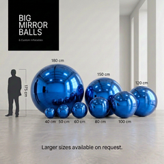 Blue - Big Mirror Ball Set – 8 Pieces (40–180 cm)