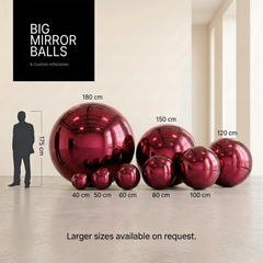 Dark Red - Big Mirror Ball Set – 8 Pieces (40–180 cm)