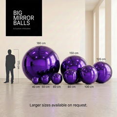 Set de 8 esferas espejo violetas reutilizables (40–180 cm)