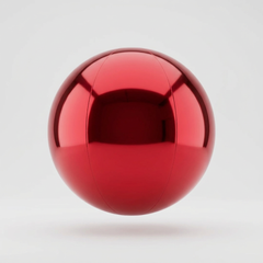 Red inflatable mirror ball in PVC, studio photo